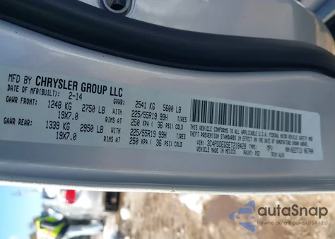 2014 Dodge Journey R/T из США, поврежденный, VIN 3C4PDDEG5ET218428